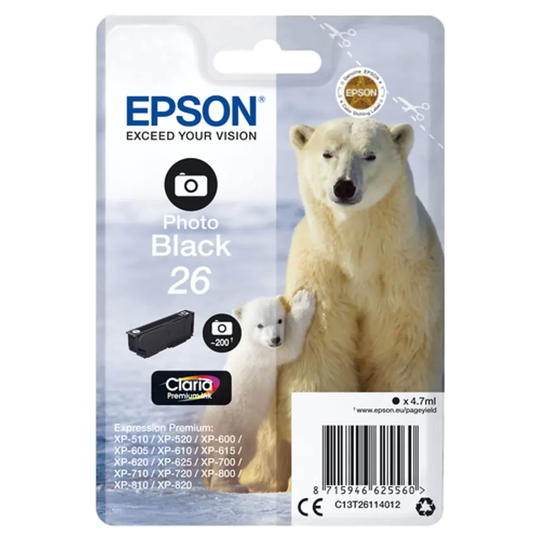 Epson Claria Premium Ink Photo Blk 26- you get 14