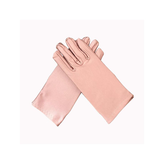(Pink) Ladies Evening Wear Satin Short Wrist Gloves