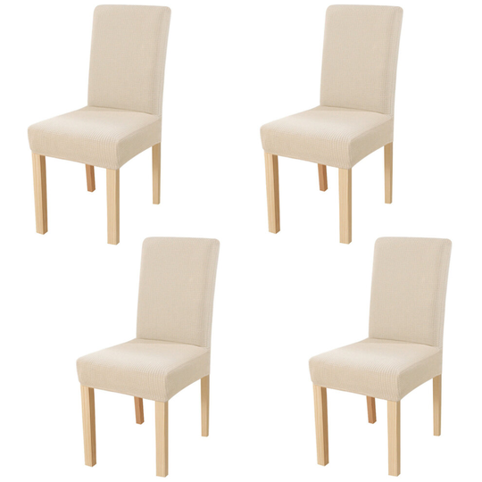 (Cream, 4) Dining Banquet Chair Washable Removable Stretch Slipcover Covers Protector - 4 Pack (Cream)