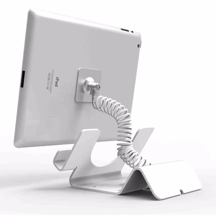 Compulocks Universal Tablet Holder Keyed Coiled Cable Lock White - St- you get 3