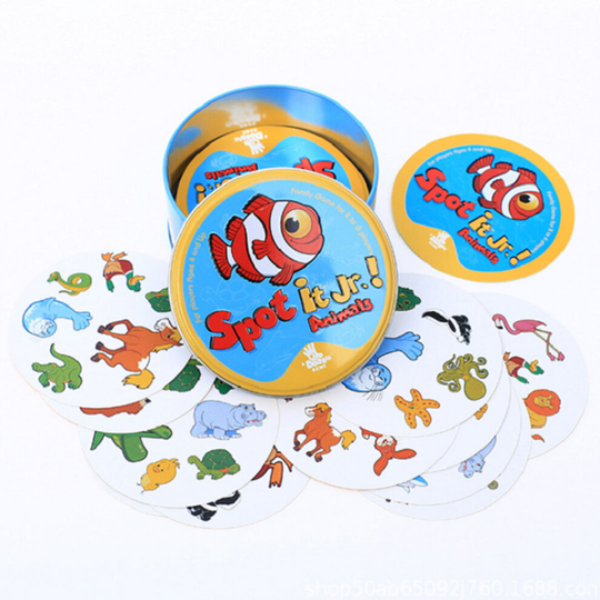 (Spot it Animals) Spot it Card Game For Family Kids Educational Party Game Fun 5 Games In 1