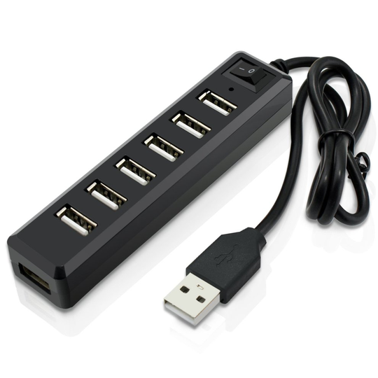 Aussel Premium 7 Ports USB Hub Expansion High Speed USB 2.0 Multi USB Hub Splitter Switch Lead Adapter Cable For PS3, Xbox, Wii, PC, MAC, Laptop,...