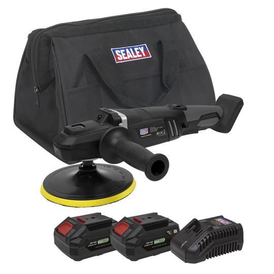Sealey Brushless Rotary Polisher Kit 180mm 20V SV20 Series - 2 Batteries