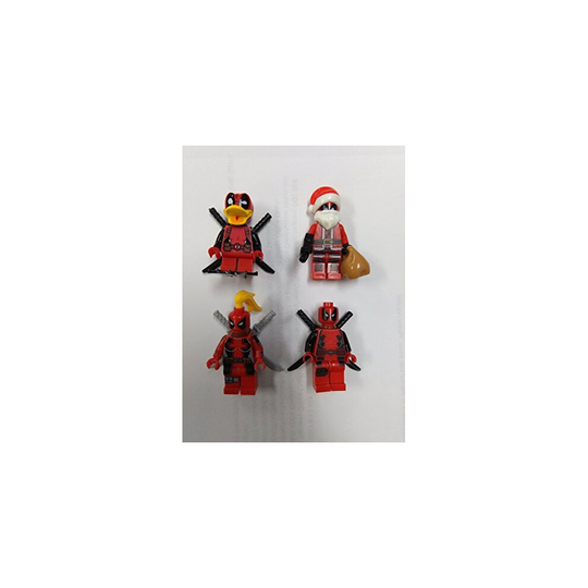 unknown manufacture Deadpool, Lady Deadpool, Deadpool Santa Deadpool The Duck KO Minifigure lot in Clear Bag S