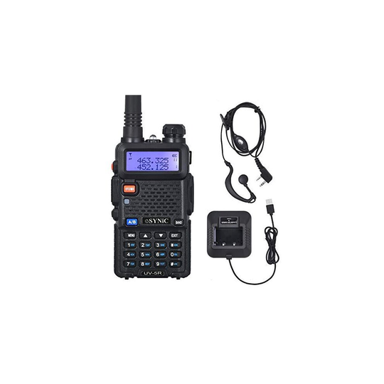 eSynic UV-5R Walkie Talkie Dual Band VHF/UHF with LED Display 128 Memory Channel with flashing Alarm and Radio Function Supports VOX for Constructio