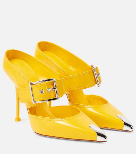 Buckled leather pumps