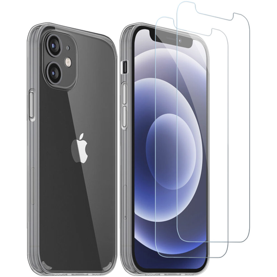 iSOUL Case with Tempered Glass Screen Protector For iPhone 12 Mini, Back Cover & 2 Pack Glass Screen Protector for iPhone 12 Mini [5.4"] Clear