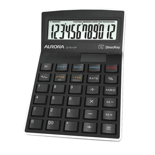 Aurora Aurora Semi-desk Calculator 12 Digit 3 Key Memory Battery/Solar Power 95x
