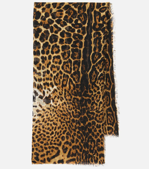 Printed cashmere and silk scarf