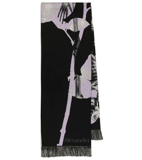 Wool-blend printed scarf