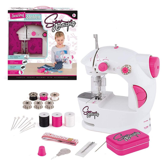 Sew Amazing TY6142 Sew Station Complete Textile Sewing Machine Set for Kids