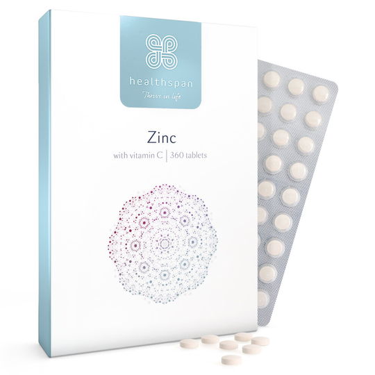 Healthspan Zinc with Vitamin C, 360 Tablets, Easily Absorbable, Vegan