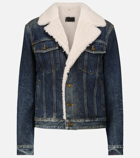 Shearling-trimmed denim jacket