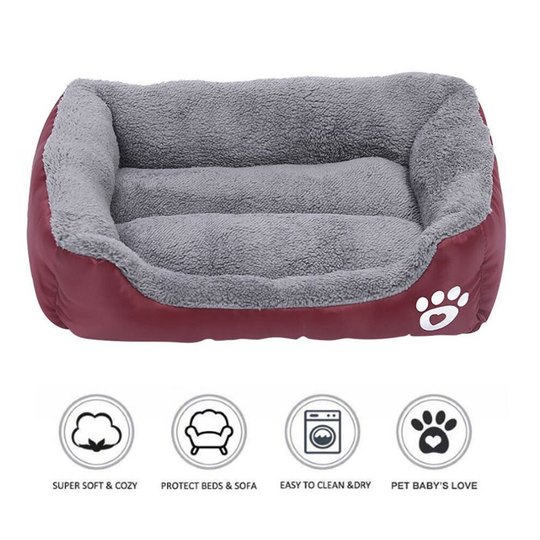 (Wine Red, M: (54X42cm)) Pet Dog Cat Bed Soft Warm Cushion Puppy Kennel Mat Blanket Washable