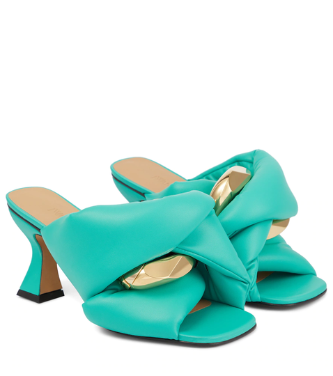Chain Twist faux leather mules