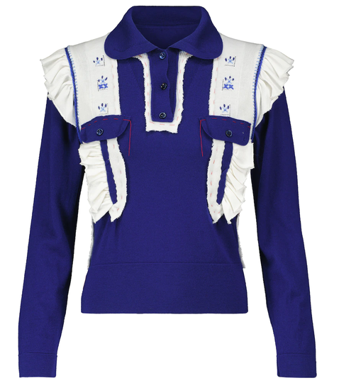 Wool and cotton polo sweater