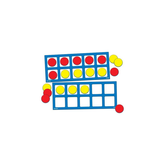 EAI Education Jumbo Magnetic QuietShape Foam Ten Frames with Counters - Set of 2 with 20 Counters