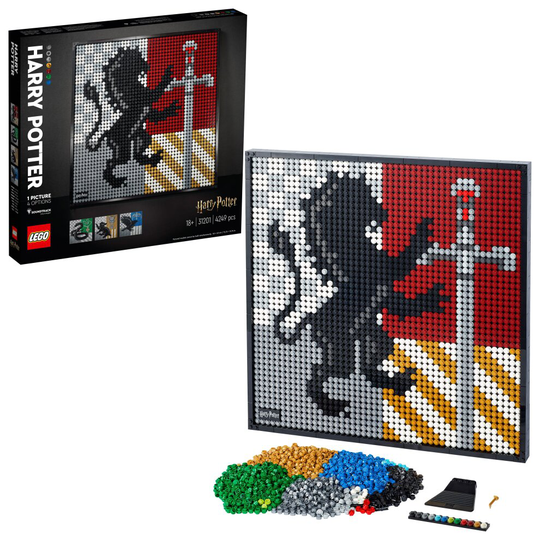 LEGO 31201 Art Harry Potter Hogwarts Crests Poster DIY Set for Adults, Canvas Wall Décorations & Bedroom Accossories