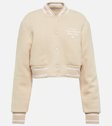 Cropped wool bomber jacket