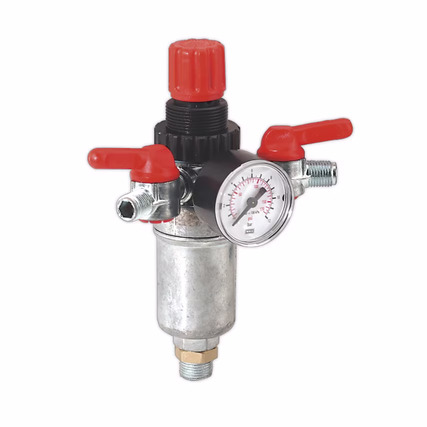 Sealey Air Filter/Regulator 3/8" BSP Male - 1/4" BSP Male