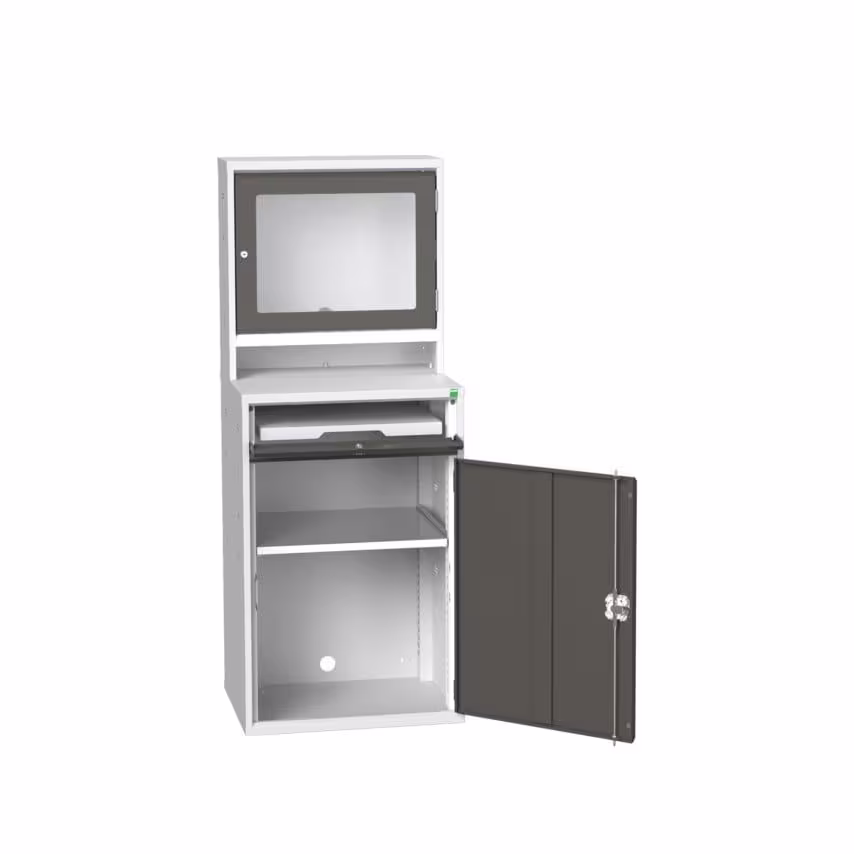 Bott Verso Computer Cupboard 650 x 550 x 1650 W/1 Shelf - Light/Anthracite Grey