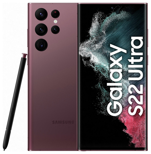 SIM Free Samsung S22 Ultra 5G 128GB Mobile Phone - Burgundy