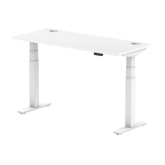 Dynamic Air 1400/600 White Height Adjustable Desk with Cable Ports with White Le