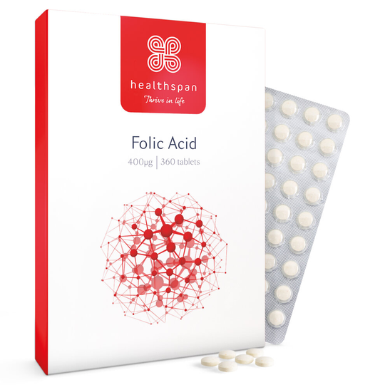 Healthspan Folic Acid 400μg, 360 Tablets, Vegan