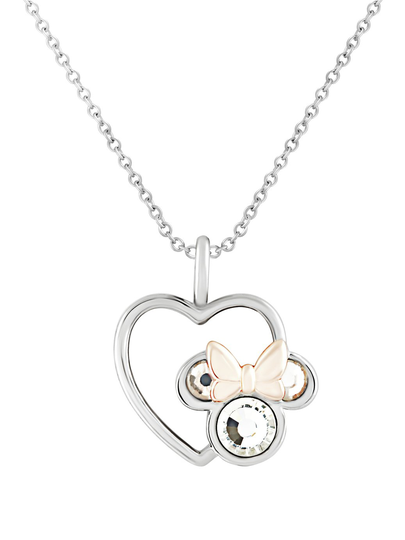 Disney Silver Coloured Crystal Minnie Heart Carded Pendant