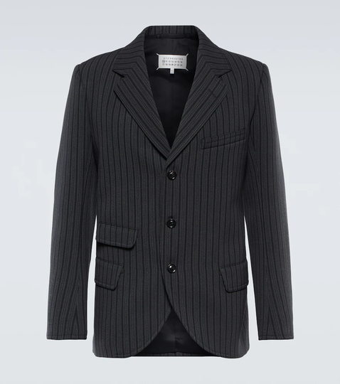 Striped wool and cotton blazer