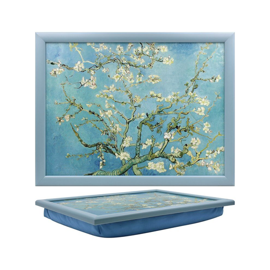 Almond Blossom Blue Cushion Laptray Padded Serving Beanbag Breakfast Laptop Tray