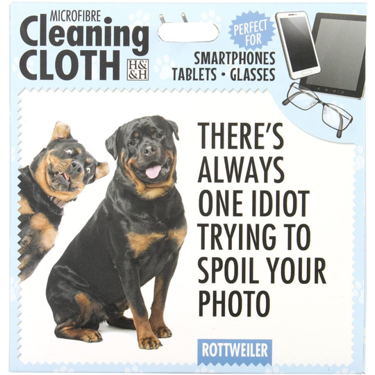 H&H ROTTWEILER MICROFIBRE CLEANING CLOTH FOR PHONES TABLETS & GLASSES