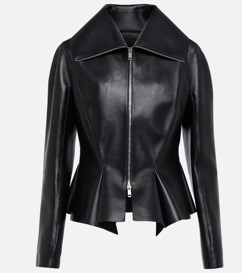 Peplum leather jacket