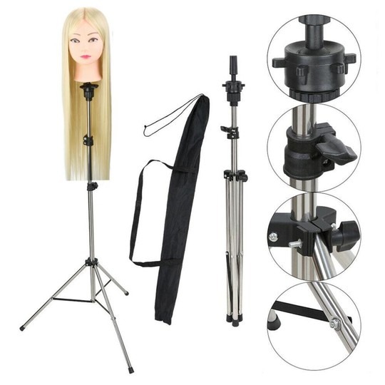 Adjustable Mannequin Hairdressing Training Head Stand Wig Holder Tripod With Bag