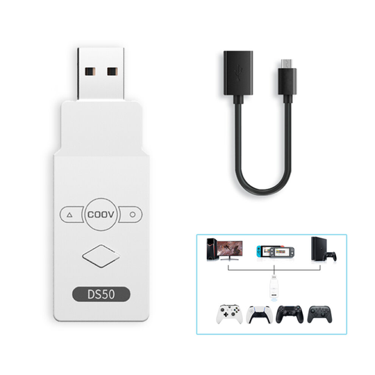 DS50 Wireless Controller Converter Adapter PS5/PS4/Xbox One Controller to PC/PS4/Switch Console