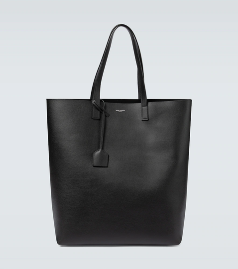 Leather shopping tote bag