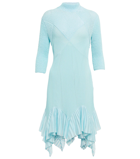 Ruffled ribbed-knit minidress
