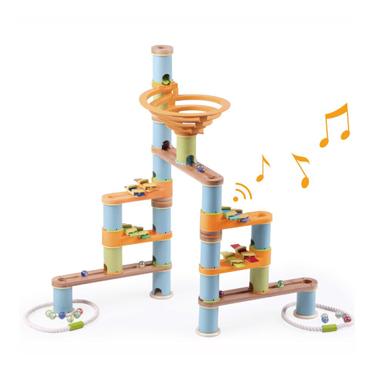 Kids Ball Track Construction Set Children Bamboo Musical Playset 98Pcs