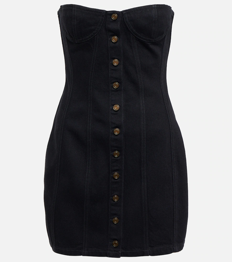 Strapless denim minidress