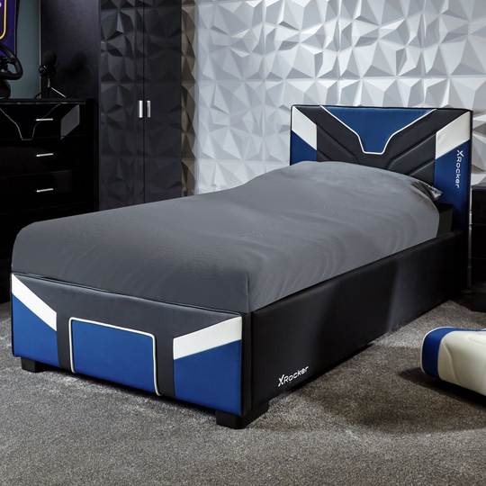 X Rocker Cerberus Single Ottoman Gaming Bed - Blue
