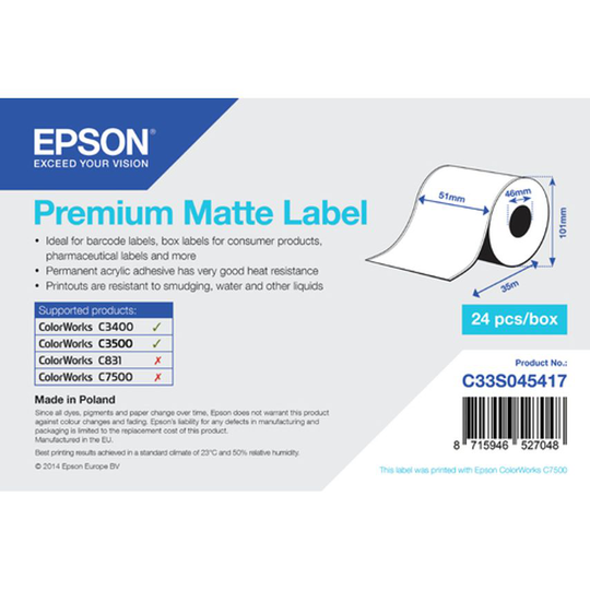 Epson 1Roll Premium Matte Label Cont- you get 29
