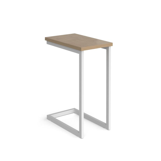 Social Spaces Buddy Laptop Table with White Frame and Oblong Top, Straight Edge