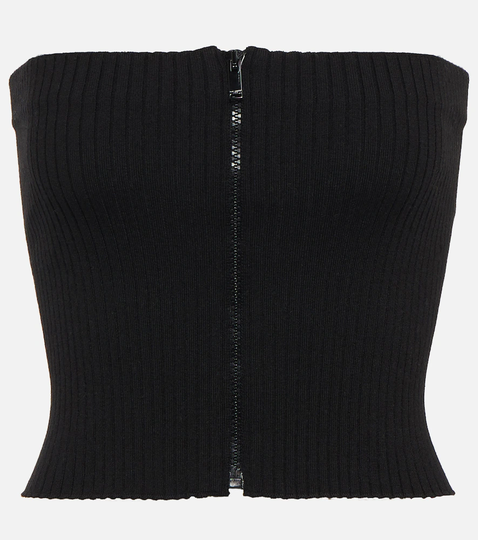 Ribbed-knit wool-blend bustier