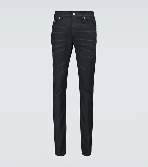 Skinny-fit coated jeans