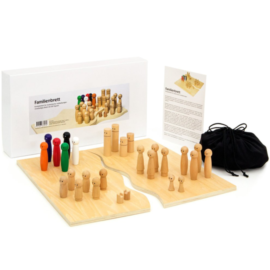 Family board | System board made of high quality wood for family installation and coaching | 32 parts incl. Storage box