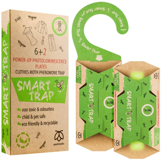 Smart Moth Trap Clothes Moth Killer for Wardrobe, 6+2 Anti Moth Trap+Power-Up lighting Plates, Sticky Traps, Moth Repellent, Carpet Protection,