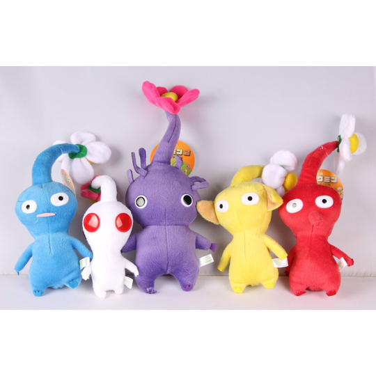 5PCS Pikmin Plush Toy Yellow Red Blue Pureple White Flower