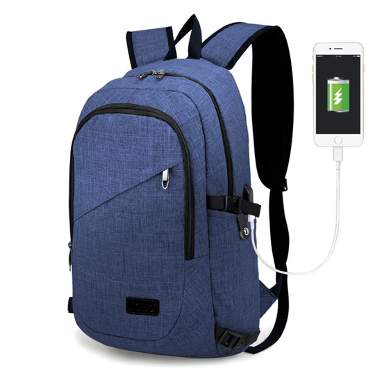 (Navy) KONO Business Laptop Backpack with USB Charging Port 15.6" Notebook College Travel School Bag