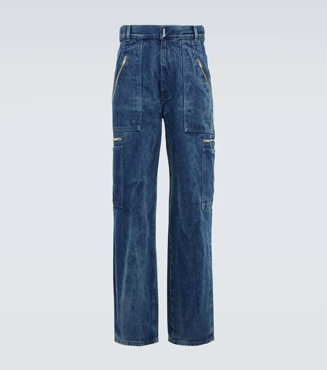 Zipper-detail straight jeans