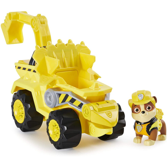 PAW PATROL 6059519 Dino Rescue Rubble's Deluxe Rev Up Vehicle with Mystery Dinosaur Figure